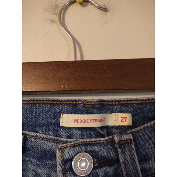 Levis Premium Wedgie Icon Fit Straight Jeans Womens Button Fly Blue Sz W27 - Picture 2 of 9